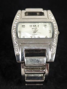 Geneva Platinum Womans White Dial Silver Tone Crystal Accent Bracelet Watch - Picture 1 of 5