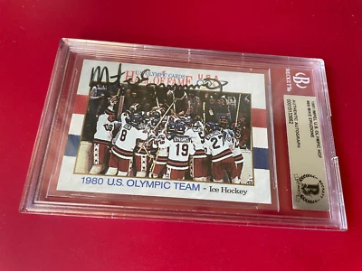 Mike Eruzione 1991 Impel Olympic Team Card Signed Auto Beckett BAS Slabbed - Image 1 of 2