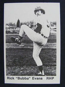 Rick Bubba Evans 1976 TCMA Appleton Foxes McDonalds Minor League Baseball Card - Picture 1 of 1