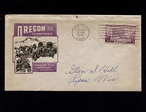 Lewiston ID 1936 100 aniversario Territorio de Oregón Sc#783 Ioor Cachet - Imagen 1 de 1