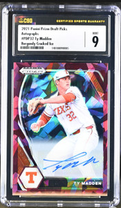 Ty Madden Burgundy Cracked Ice /12 CSG 9 * Auto 10 2021 Panini Prizm Draft Picks