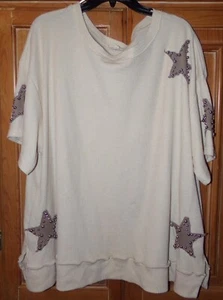 BLUE VELVET WOMENS SIZE XL IVORY SHORT SLEEVE OVERSIZE WAFFLE KNIT TOP - Picture 1 of 3