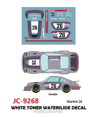 JC-9268 White Toner Waterslide Decal MARTINI26 For Custom 1:64 Hot Wheels - Image 1 of 4
