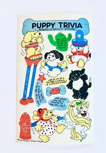 SUPER RARE Vintage 1984 Sandylion PUPPY TRIVIA Sticker Sheet HTF - Picture 1 of 3
