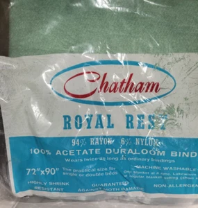 Vintage Chatam neuwertig grün Rayon königliche Restdecke NEU 72x90 WEICH voll/Doppel Neu aus altem Lagerbestand - Bild 1 von 7