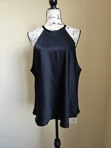 J.Crew Collection Top Ámbar en Brillo Crepé Negro Sin Mangas Mujer 3X Halter - Imagen 1 de 10