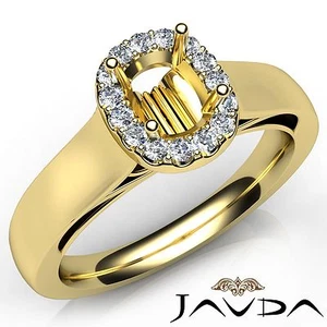 14k Yellow Gold Cushion Diamond Engagement Halo Prong Set Semi Mount 0.2Ct Ring - Picture 1 of 7