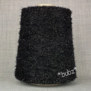 SOFT 4 PLY GLITTER FEATHER YARN BLACK 400g CONE MACHINE KNITTING WEAVING SPARKLE - Picture 1 of 3