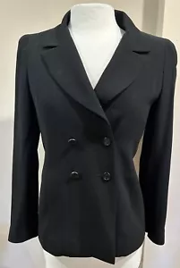 Blazer doppiopetto vintage Chanel taglia 38 blu navy logo catena in orlo # 6990 - Foto 1 di 19