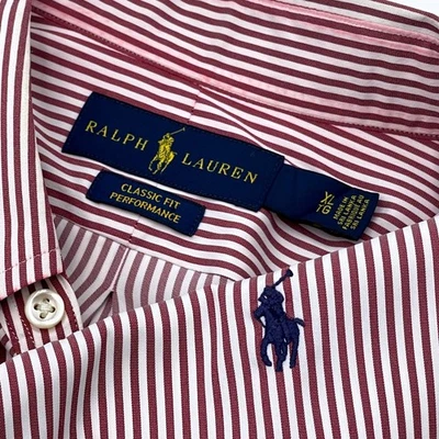 Ralph Lauren Classic Fit Performance Stripe Button Down Shirt Men XL Red White - Image 1 of 4