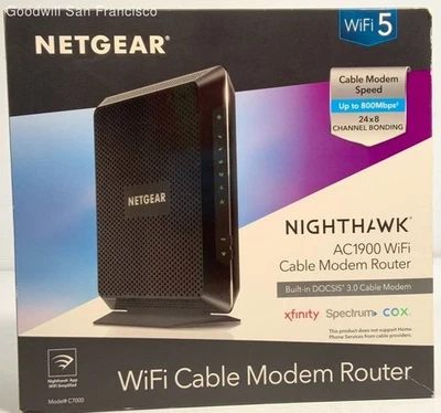 Netgear Nighthawk AC1900 Cable Módem Router Modelo: C7000 Foto 1 de 4