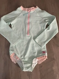 Ruffle Butts Swimsuit Long Sleeve Zip-up One Piece Girls Sz 5 - Picture 1 of 4