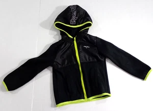 Reebok Kleinkind durchgehender Reißverschluss schwarz grün Softshell Fleece Kapuze Taschen Jacke Gr. 3T - Bild 1 von 6