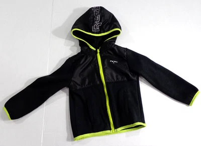 Chaqueta Reebok Niño Pequeño Cremallera Completa Negra Verde Softshell Polar Bolsillos con Capucha Talla 3T Foto 1 de 4