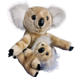 Vintage 1970s  Koala Bear 8" Plush Stuffed Animal Toy Mommy Baby Mother Child - Picture 1 of 9