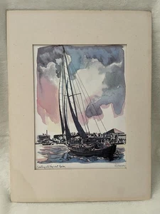 R. E. Kennedy "SEGELN IN KEY WEST HARBOR" 8"x6" DRUCK zeigt mattiert 12"x 9" - Bild 1 von 5