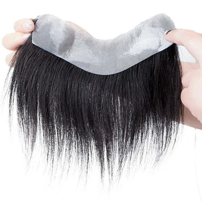 NOBLE HAIR PLUS Invisible Mens Frontal Human Hair Piece Covering Receding Hairline Fringe System