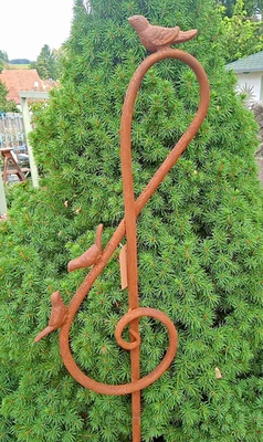 Metall Gartenstecker Gartenstab Note Vogel 140cm Rost Deco Musik Notenschlüssel - Bild 1 von 4