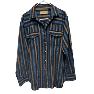 Bit & Bridle mens button shirt size xl pearl snap vintage striped cowboy rancher - Picture 1 of 9
