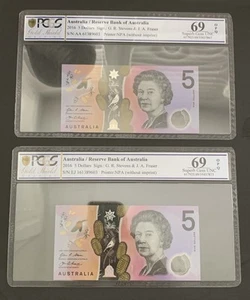 2016 Australia $5 Note First & Last Prefix Same Serial PCGS 69 Superb Gem RARE - Picture 1 of 2