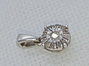 Tiny Signed 925 Silver Diamond set Cluster Pendant - Picture 1 of 6