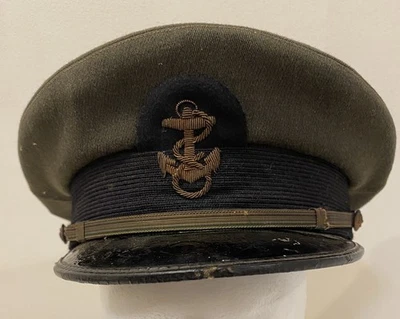 WWII US Navy Midshipmen Visor Cap Hat With Bullion Anchor Size 7 1/8 - Image 1 of 4