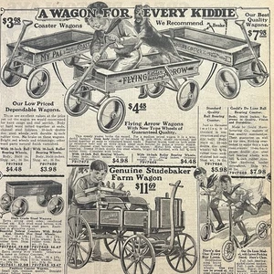 1931 STEEL TOYS Studebaker Jr Farm Wagon FLYING ARROW Irish Mails SEARS PRINT AD - Picture 1 of 8