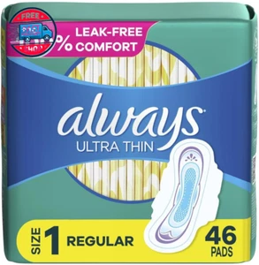 Ultra Thin, Feminine Pads for Women, Size 1 Regular Absorbency, with Wings, Uns - Picture 1 of 12