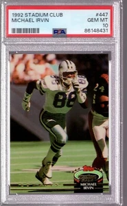 1992 Stadium Club MICHAEL IRVIN Cowboys HOF #447 PSA 10 POP 5 - Foto 1 di 1