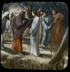 THE BETRAYAL OF JESUS CHRIST C1910 Magic Lantern Slide CHRISTIAN RELIGION - Foto 1 di 3