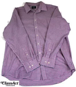 Charles Tyrwhitt camicia quadri uomo rosa manica lunga vestibilità classica cotone non ferro XL - Foto 1 di 9