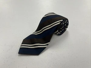 Burberry Men's Navy Blue & Brown Striped Silk Neck Tie $325 - Picture 1 of 7