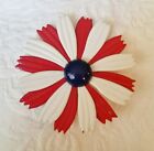 Emaille Blume Brosche rot weiß blau Zahnrad patriotisch amerikanisch US Hut Schal Pin