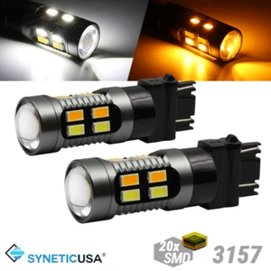 Syneticusa 3157 LED Switchback White/Amber DRL Turn Signal Parking Light Bulbs - Bild 1 von 9