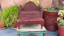 1800's Ancient Wooden Hand Carved Painted Hindu Temple Sinhasan Mandir Chair Old