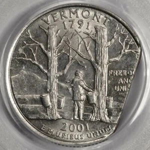 2001 D PCGS MS62 11% Straight End Clip Vermont Quarter Mint Error - Picture 1 of 4