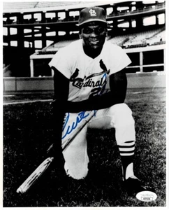 Curt Flood St. Louis Cardinals Autographed 8 X 10 Signed B&W Photo JSA Cert - Picture 1 of 5