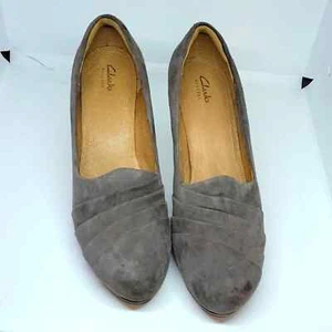 Clarks Delsie gray suede pumps 10M - Picture 1 of 4