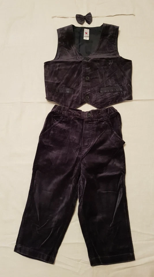 BABYCLUB von C&A, Fliege, Weste und Hose, Samt, schwarz, Größe 92, gebraucht - Bild 1 von 4