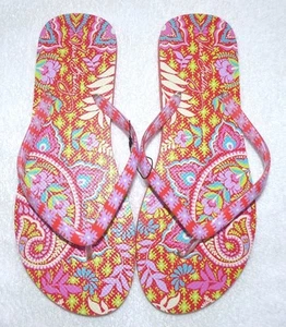 VERA BRADLEY PVC Flip Flops PAISLEY IN PARADISE Size Large 9/10 NWT - Picture 1 of 5