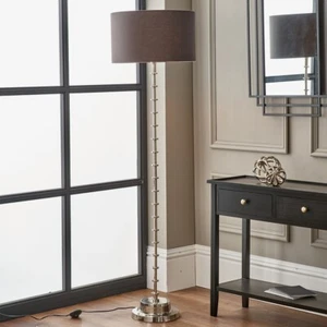 Tall Metal Floor Lamp Base Minimalist Slim Nickel Lamp Metallic Etched Lamp Base - Picture 1 of 16