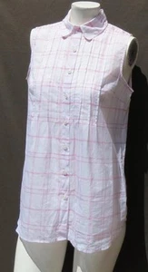 $69 CABI #834 White Red Gauzy Cotton Gamine Shirt Blouse Top size S EUC - Picture 1 of 5