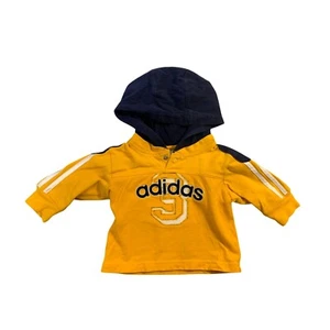 Felpa con cappuccio gialla Adidas vintage ragazzo neonato taglia 3 mesi lo - Foto 1 di 3