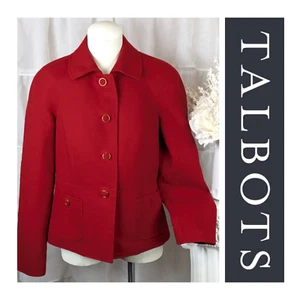 Talbots rot Wollmischung Knopfleiste Blazer Jacke Größe 8 - Bild 1 von 8