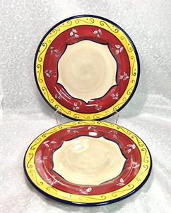 2 platos de cena florales italianos de loza pintados a mano Pier 1 Vallarta - Imagen 1 de 7