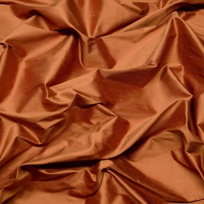 Iridescent Burnt Camel 100% Silk Shantung Fabric 54" Wide, By The Yard (SF-5067) - Image 1 of 4