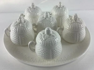 AMM Tastesetter Collection Creamware Pots de Creme w/Tray Set Japan - Picture 1 of 14