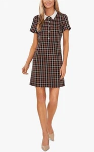 CeCe Plaid Rhinestone Mini Shift Dress Size 4 NWT - Picture 1 of 6