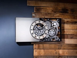 50291 Metal Reloj de Pared Industrial con Espejo 80x40x5cm - Imagen 1 de 2