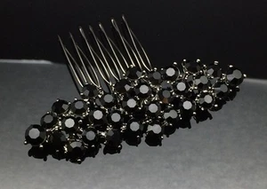 Dark Black Crystal Formal Wedding Occasion Hair Comb Clip Pin 7.6cm Antique - Picture 1 of 5
